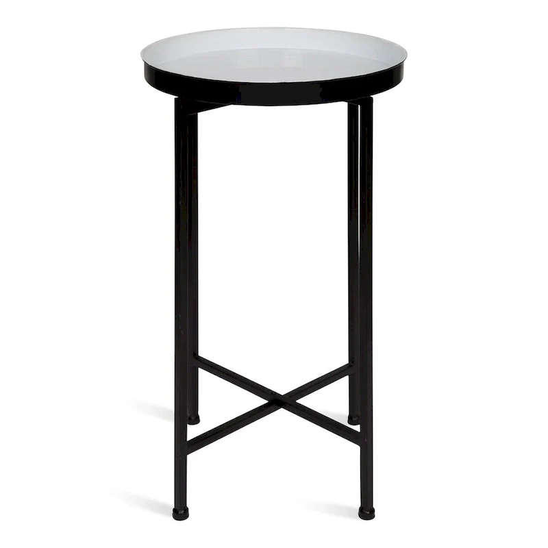 Kate and Laurel Celia Round Metal Tray/ Foldable Accent Table - 14x14x25.75