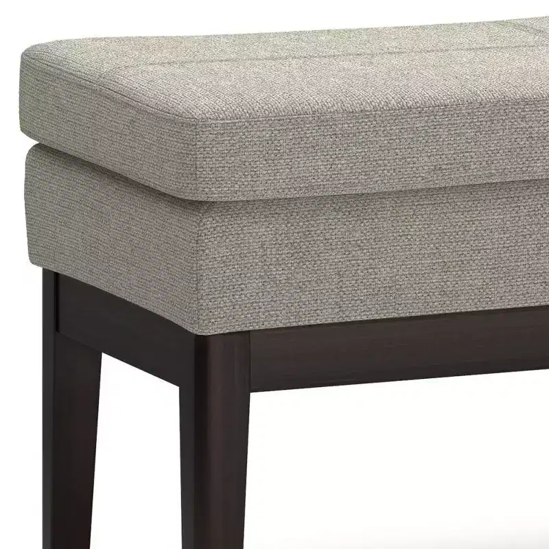 Distressed Saddle Brown / Greige Mid-Century Rectangle Ottoman Bench, Seats 2