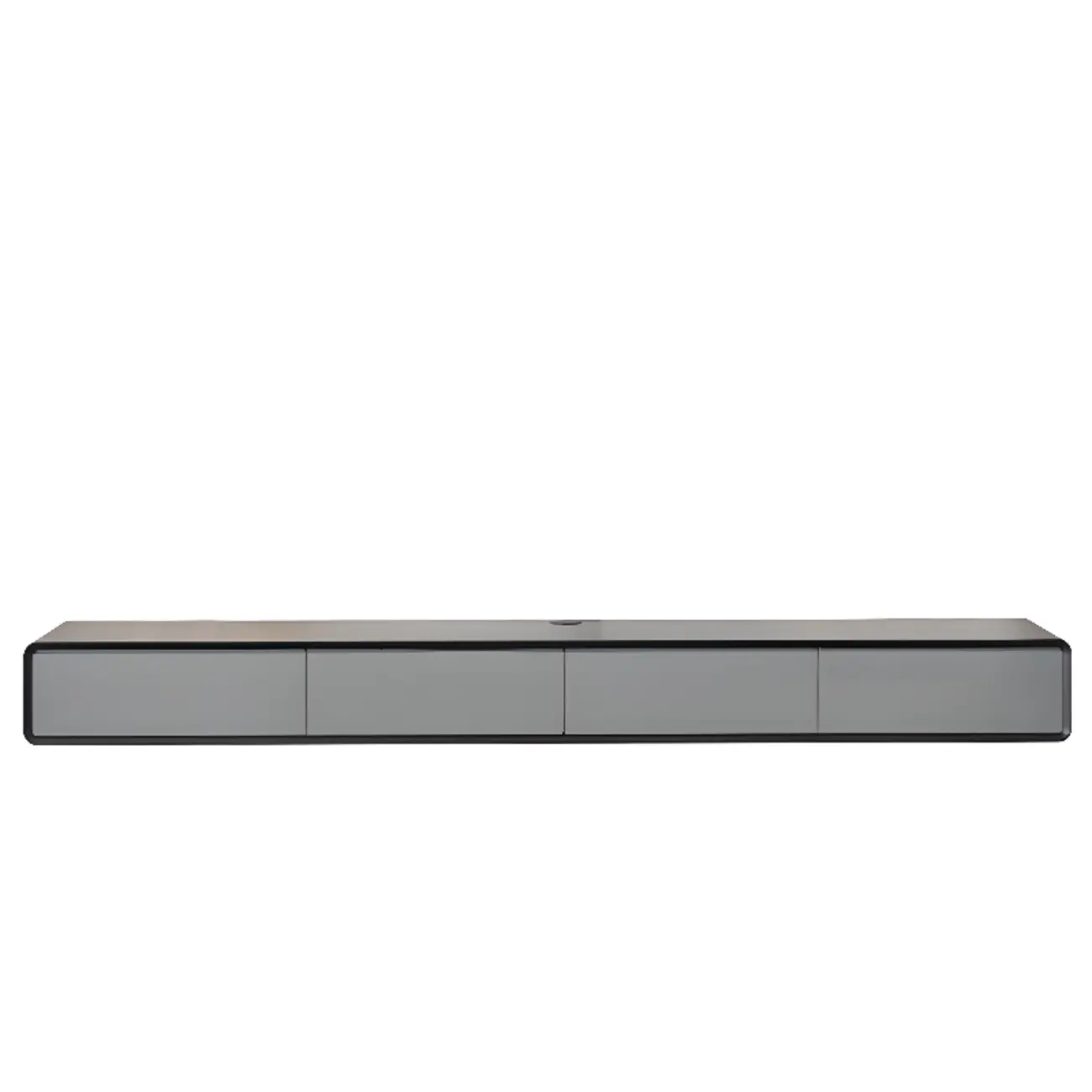 Walnut-Black Wood Drawers Floating Mount TV Stand Wall-Mounted