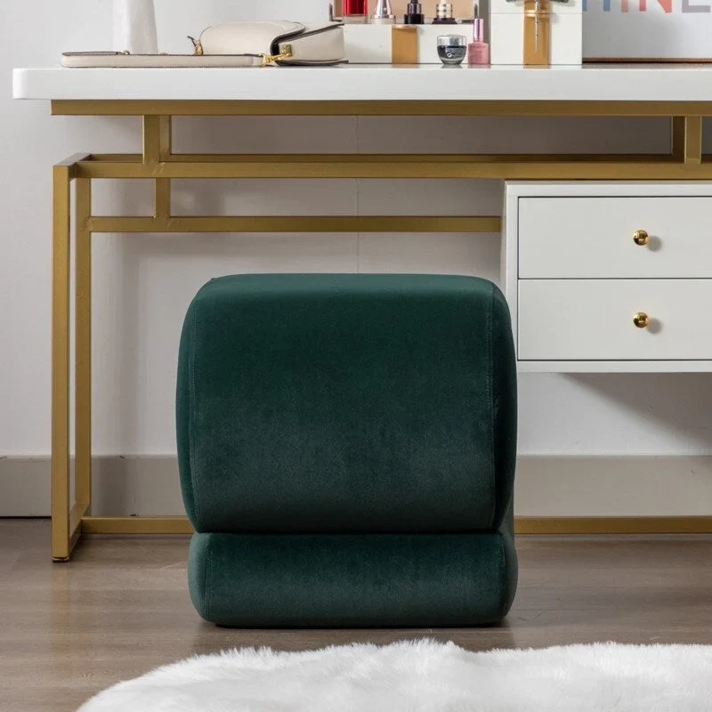 Velvet Fabric S-shape Ottoman Makeup Stool Footstool