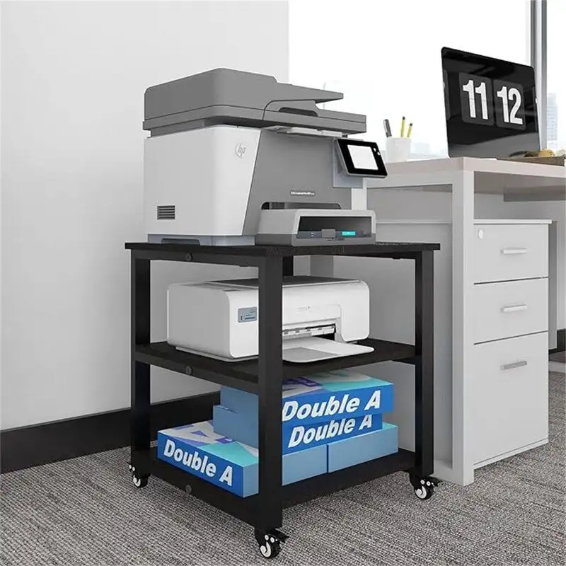 3-Tier Rolling Printer Cart, Retro/Black/White, 19.7