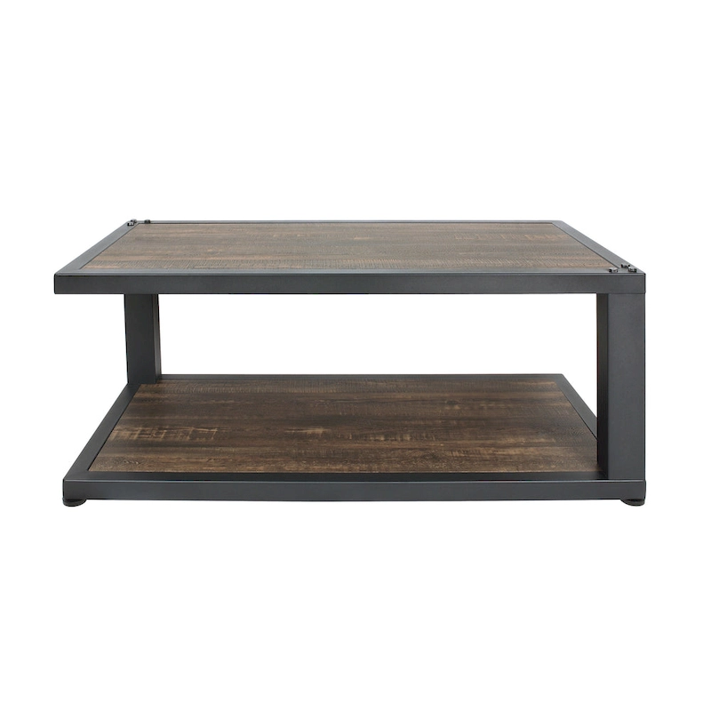 Farrow Dark Walnut and Sand Black 47-inch 1-Shelf Coffee Table by Furniture of America