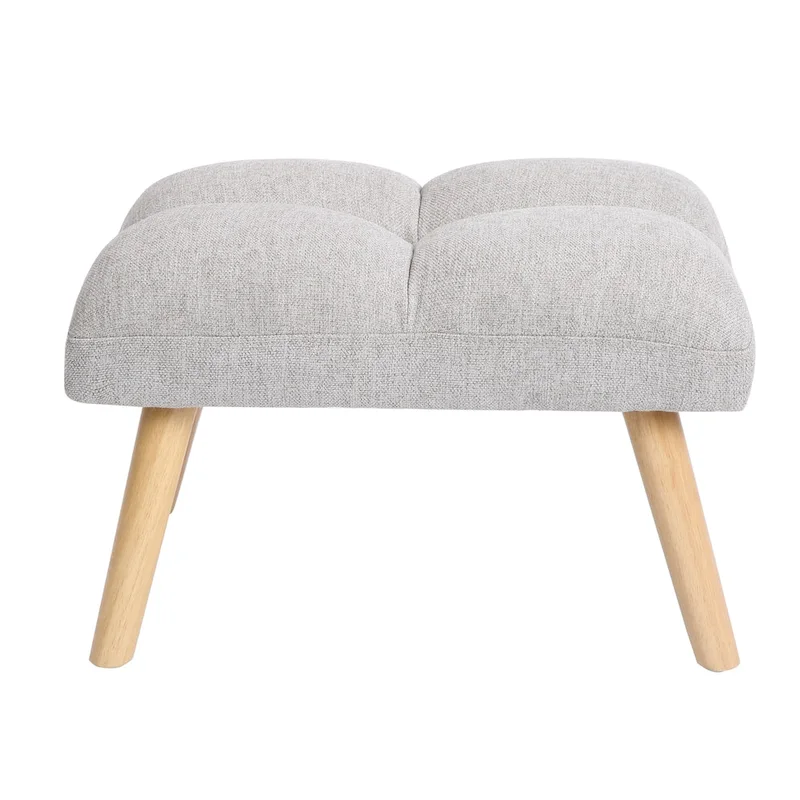 Accent Chair with Ottoman Set, Fabric Armchair with Wood Legs and Adjustable Backrest , Mid Century Modern Comfy Lounge Chair