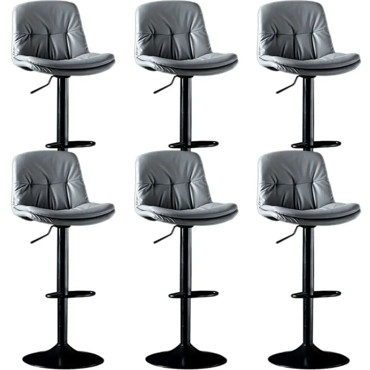 Adjustable Leather Low Back Swivel Bar Stool