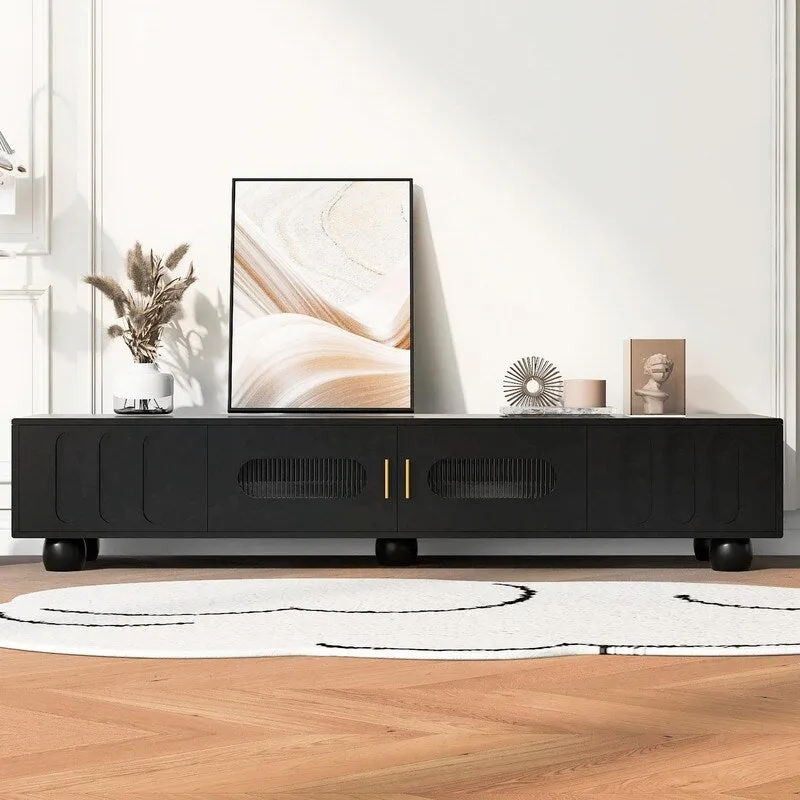 TV Stand with Cabinet Doors and Drawers, Fits TVs up to 80 Inches