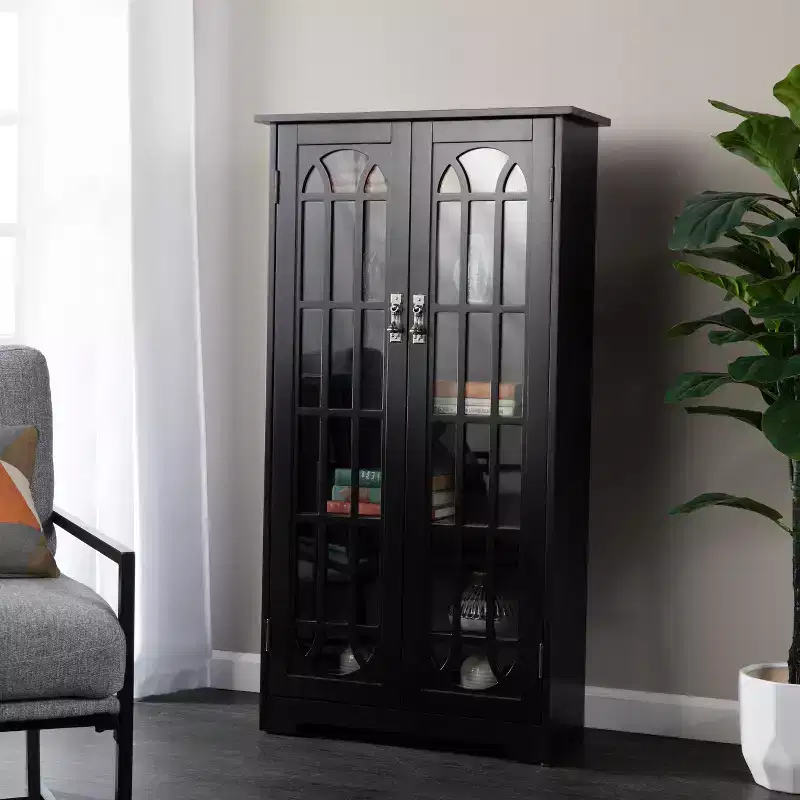Window Pane Media Cabinet - Black - SEI