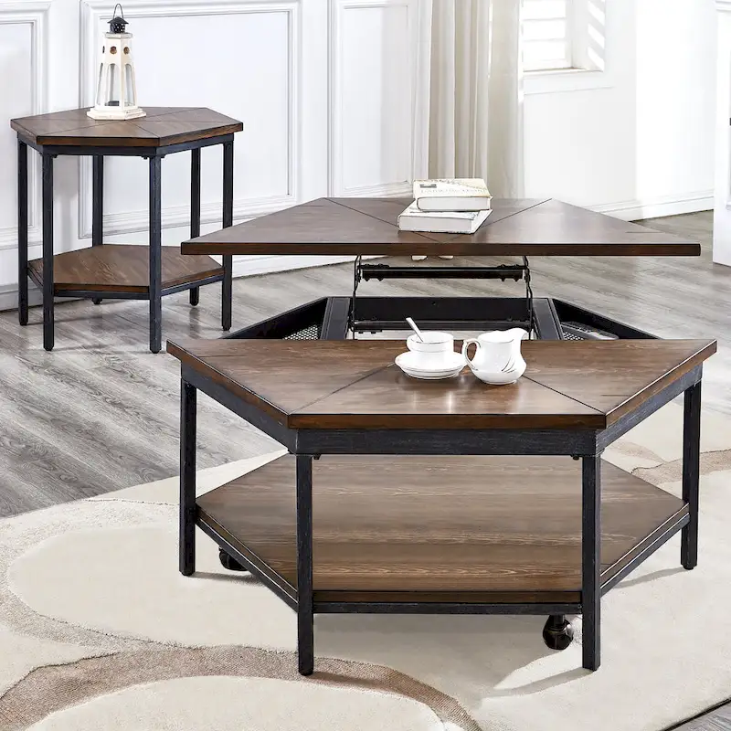 Upton Hexagon Lift Top Coffee Table