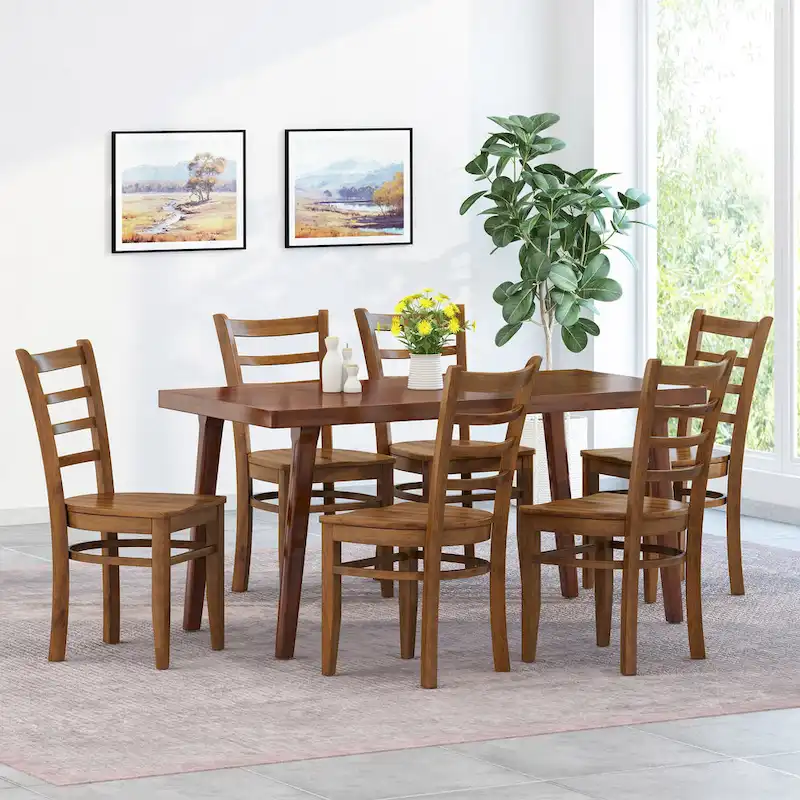Prestage Rubberwood Dining Chairs (Set of 6) by