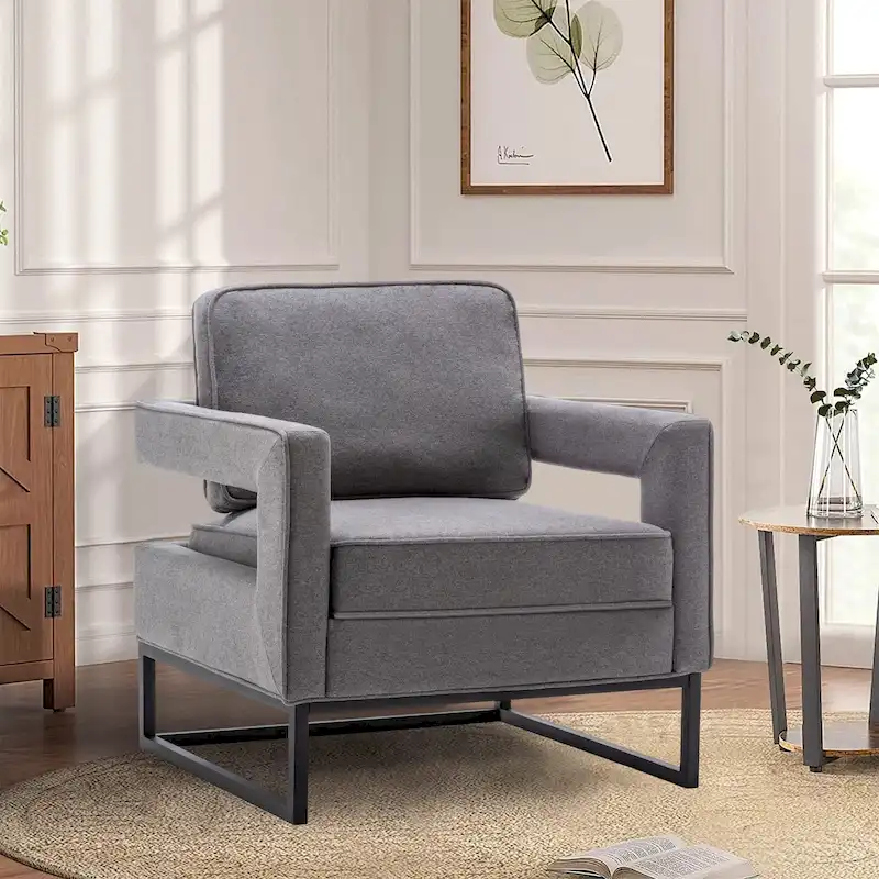 Modern Arm Accent Chair, Mid Century Living Room Chair Upholstered Lounge Chair