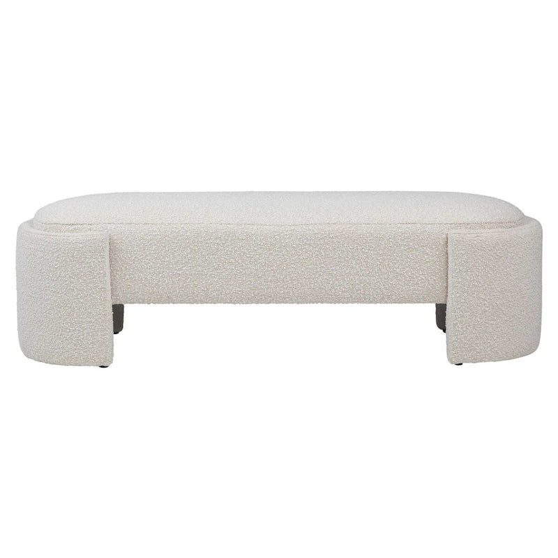 Boucle Round Bench with Half-Bezel Feet, Off-White