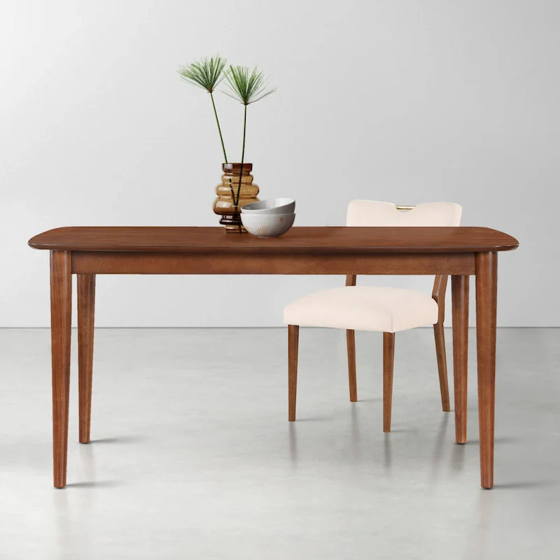 59-Inch Rectangular Dining Table with Solid Hardwood Legs — Walnut Finish