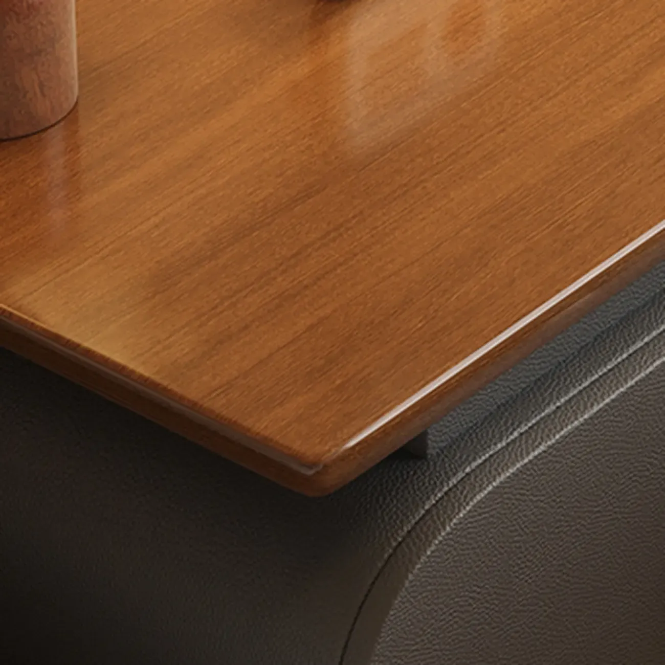 Faux Leather Modern Nightstand Wood Countertop