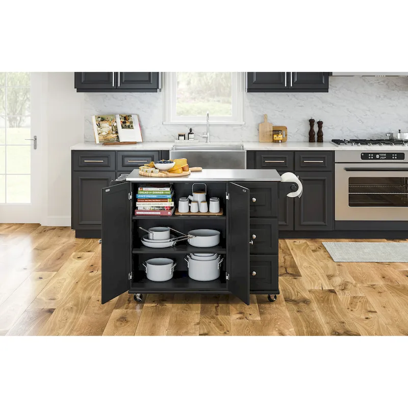 Dolly Madison Kitchen Cart with Stainless Steel Top by Homestyles