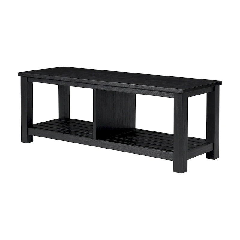 Brown / Drifted Sand / Alto Black Solid Acacia Wood TV Bench, Single