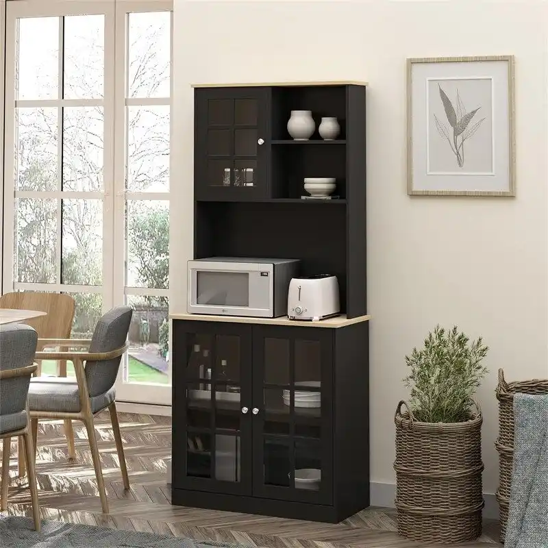 Kitchen Buffet with Hutch, Storage Pantry - 14.5D x 31.5W x 72H