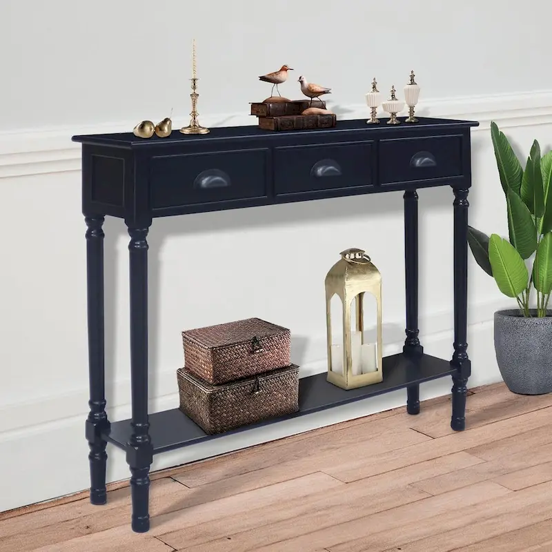 Wood 3-drawer Console Hallway Table