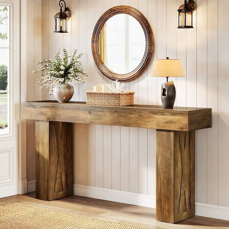 63 Inch Long Console Table Farmhouse Sofa Table