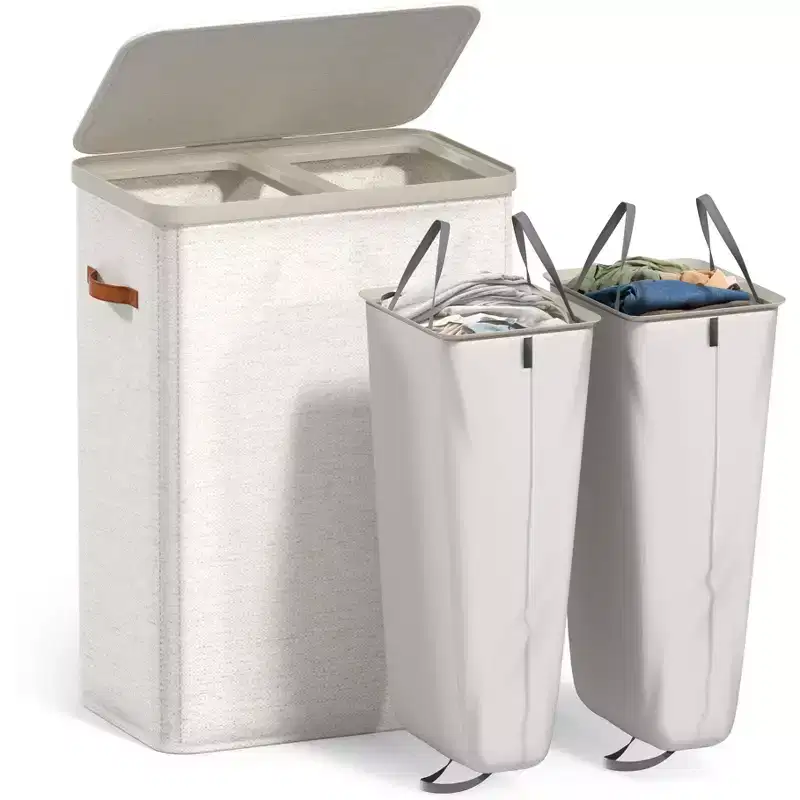 Sorbus 2-Compartment Laundry Basket with Removable Laundry Bag - Durable Organizer for Bathroom, Bedroom, or Laundry Room - Space Saving Design