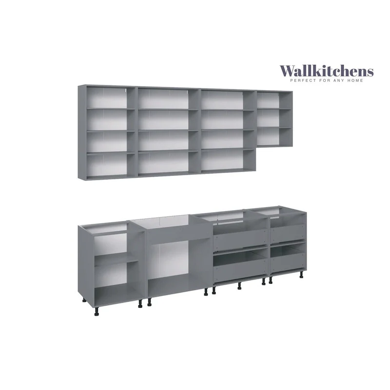 White Matte Kitchen Cabinet Base Unit — 9.5 Ft Wide (114