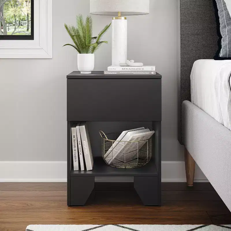 Boyd Sleep Anzio One Drawer Modern Black Nightstand