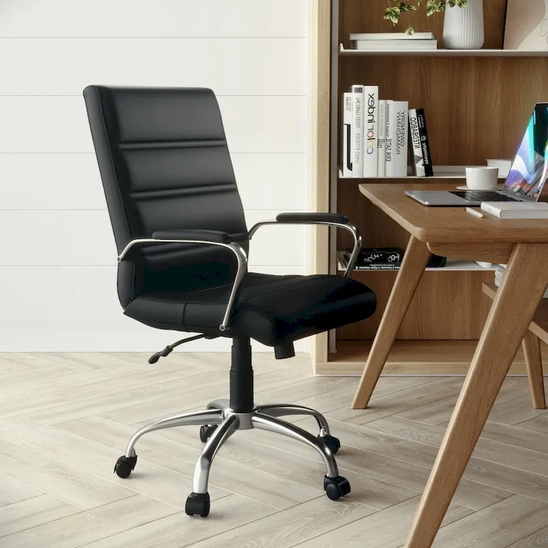 Mid-Back Swivel Office Chair, Leathersoft, Multiple Colors & Frames, Single