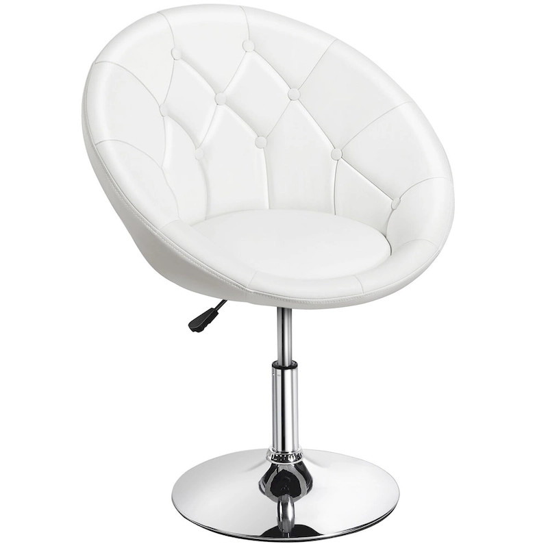 Yaheetech Modern Tufted Faux Leather Barrel Accent Chair