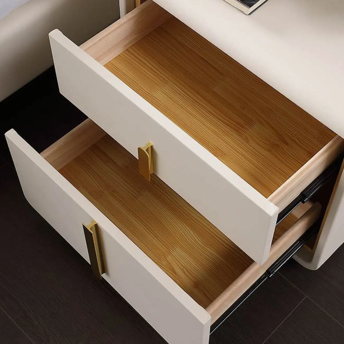 Modern Bedside Table – Faux Leather White Nightstand