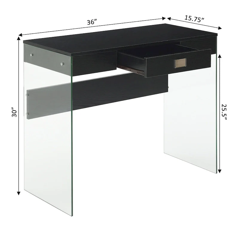 Convenience Concepts SoHo 1 Drawer Glass 36 Desk