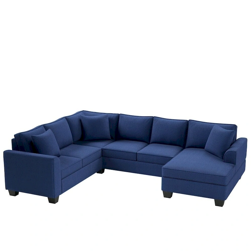 110*86 Sectional Sofa Upholstered Modern English Arm Classic U-shaped Sofa 3 Pillows Included