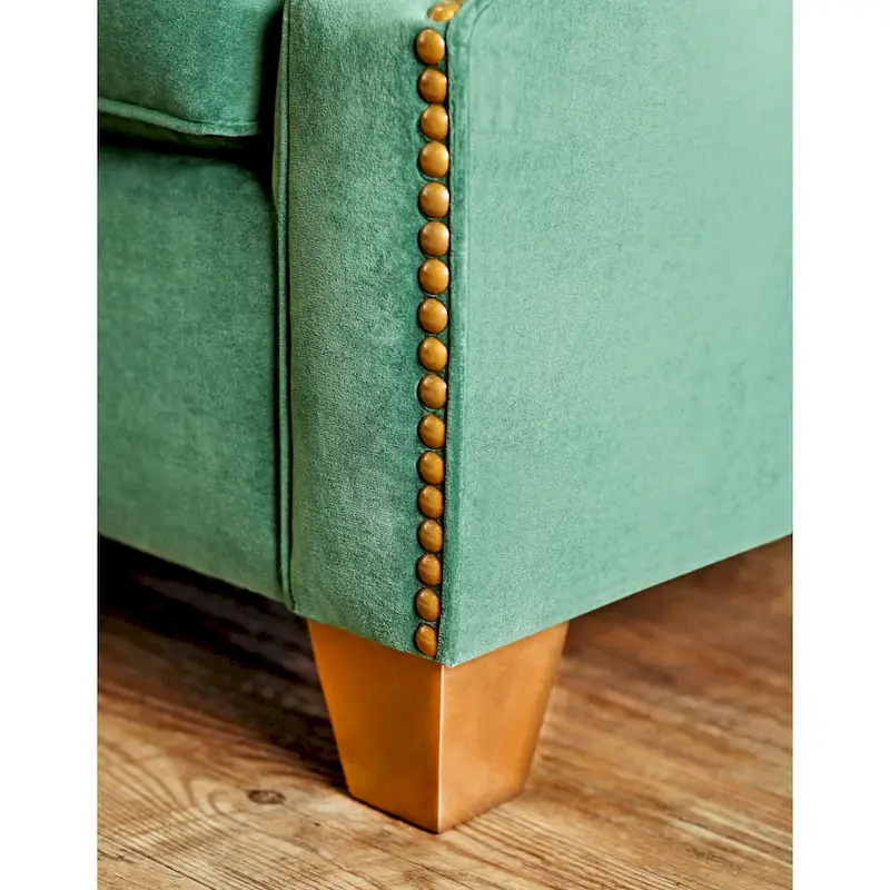 Yaur Transitional Green Fabric Upholstered Nailhead Trim Sofa by Furniture of America