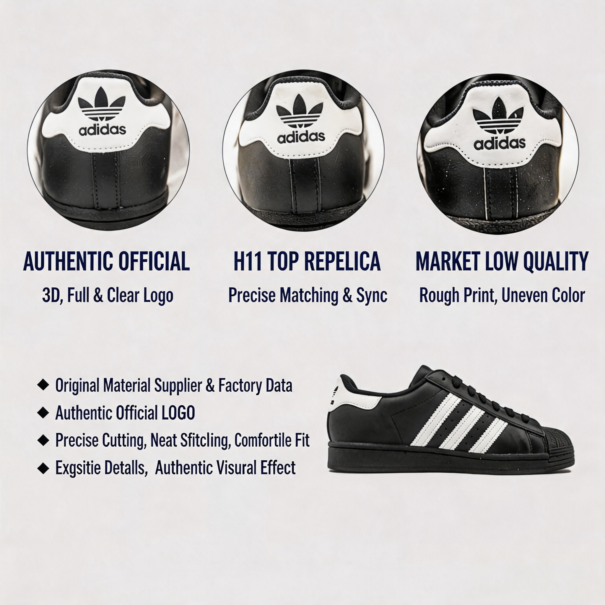 Adidas Superstar Black Shell Toe Comparison