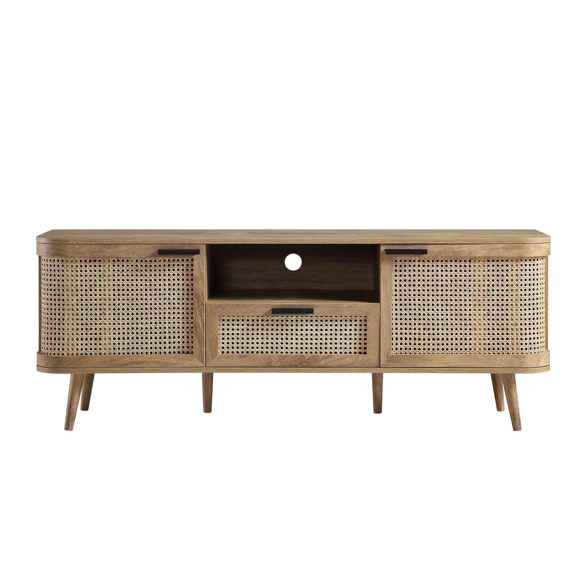 Curved Rattan 59 TV Unit, Natural