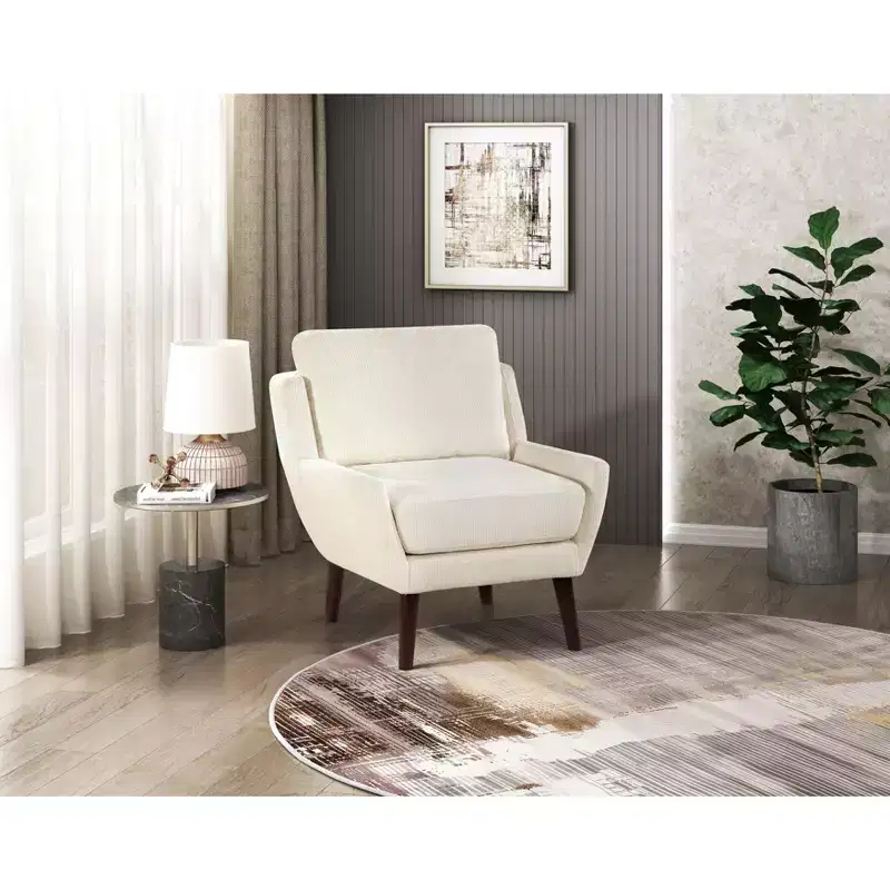 TUYOHW Accent Chair,Lounge Armchair with Chenille Upholstery,Reversible Cushion,Solid Wood Legs,Sofa Chair for Living Room,Bedroom,Office