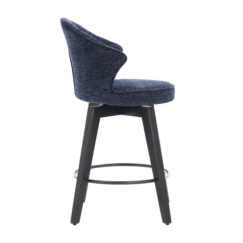 25-Inch Wing Back Swivel Counter Height Bar Stool with Chenille Upholstery