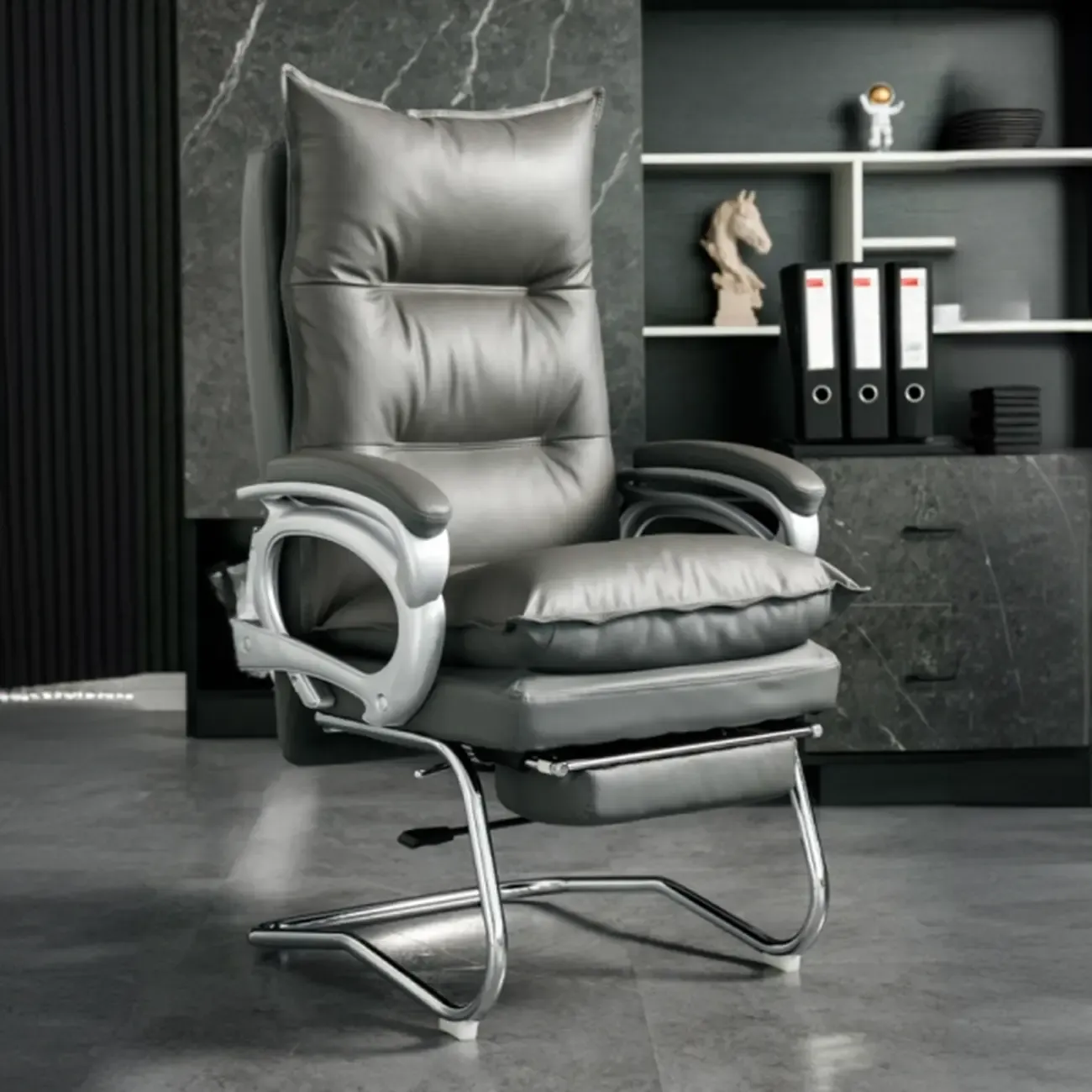 Elegant Brown Leather Reclining Executive Office Chair