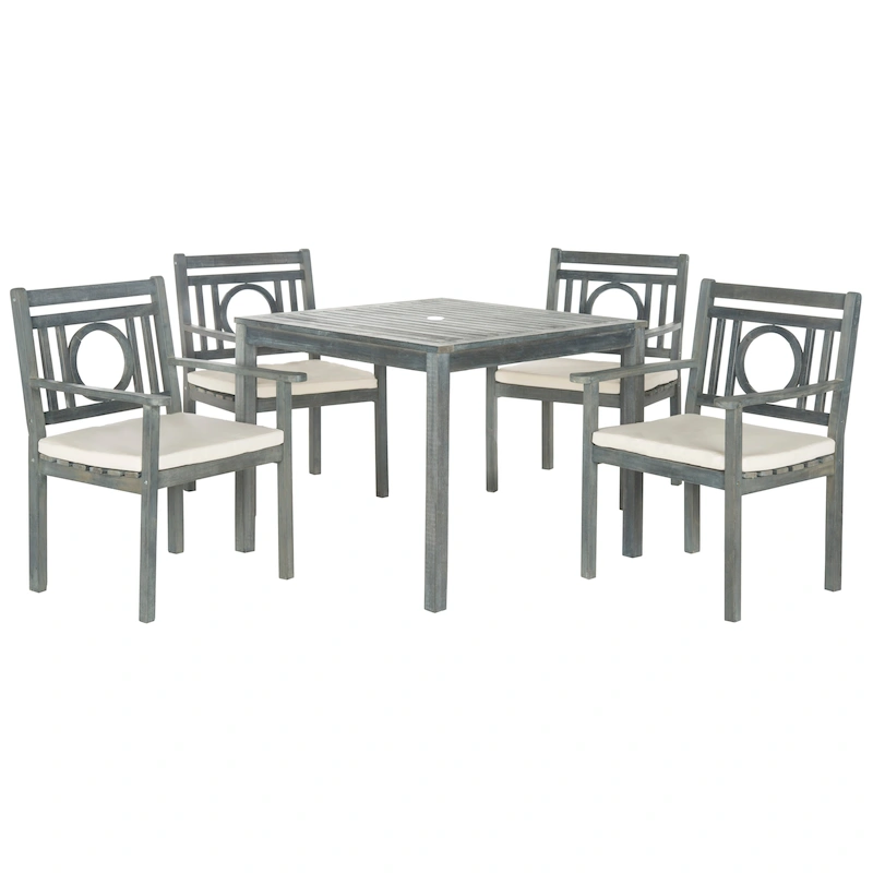 SAFAVIEH Outdoor Dorinne Acacia Wood 5-Piece Dining Set - 35Wx35Dx30H