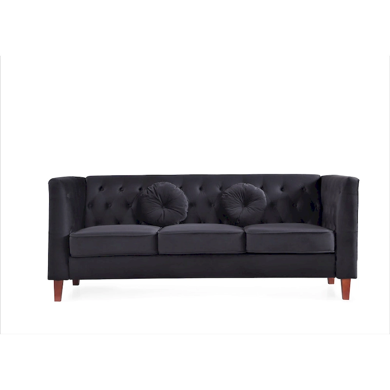 US PRIDE FURNITURE Velvet Classic Chesterfield Sofa with Wood legs