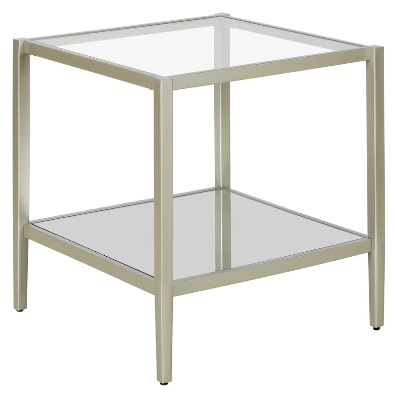 Hera 20 Wide Square Side Table with Clear Shelf