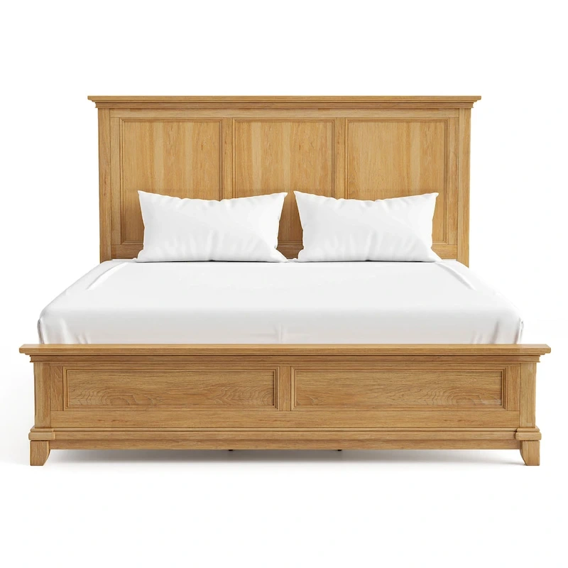 Furniture of America Wellington Farmhouse Natural Oak Solid Wood Panel Bed