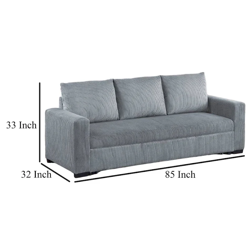 Billy Convertible Pull Out Sofa Bed, Gray Corduroy, 85 Inch