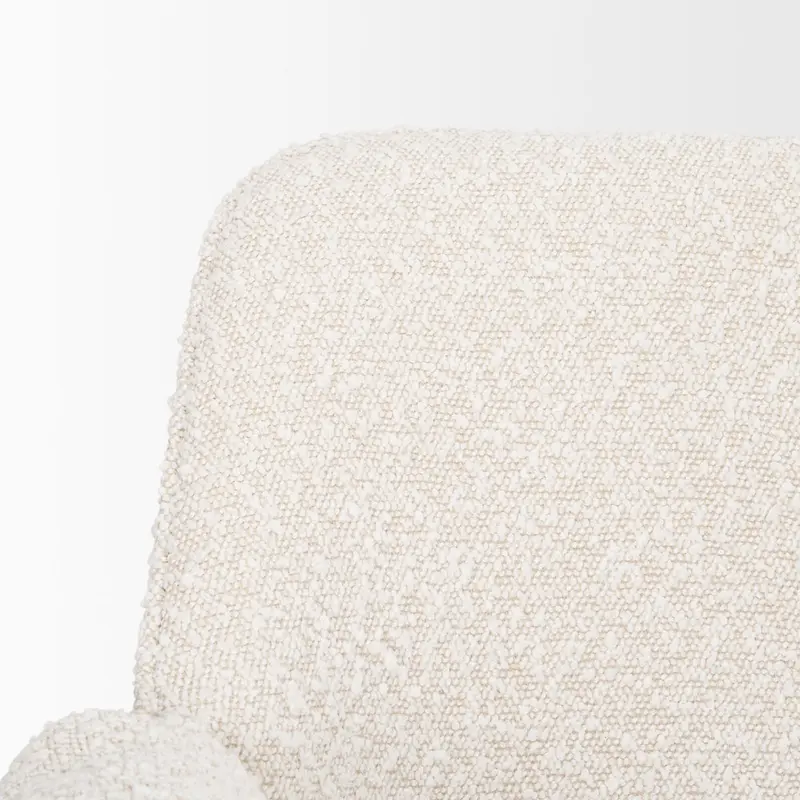 Brently Dining Chair w/ Cream Boucle Fabric & Matte Black Metal Legs