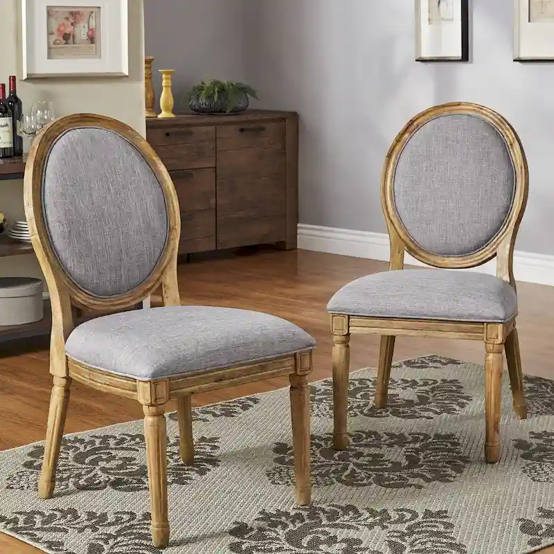 Deana Round Linen and Wood Dining Chairs (Set of 2) by iNSPIRE Q Artisan