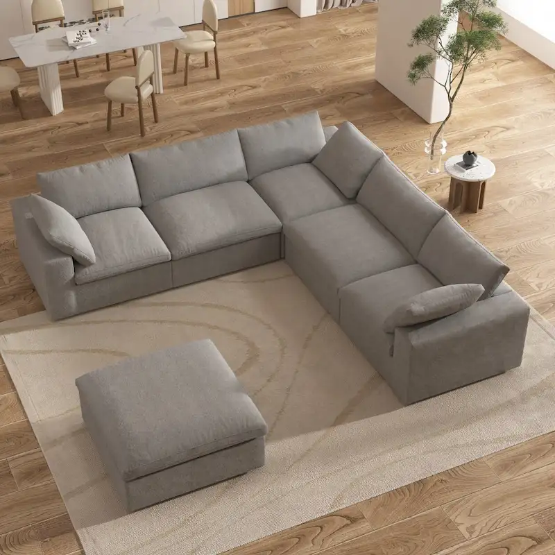 Widen Down Filled 5-Piece Sectional and Ottoman