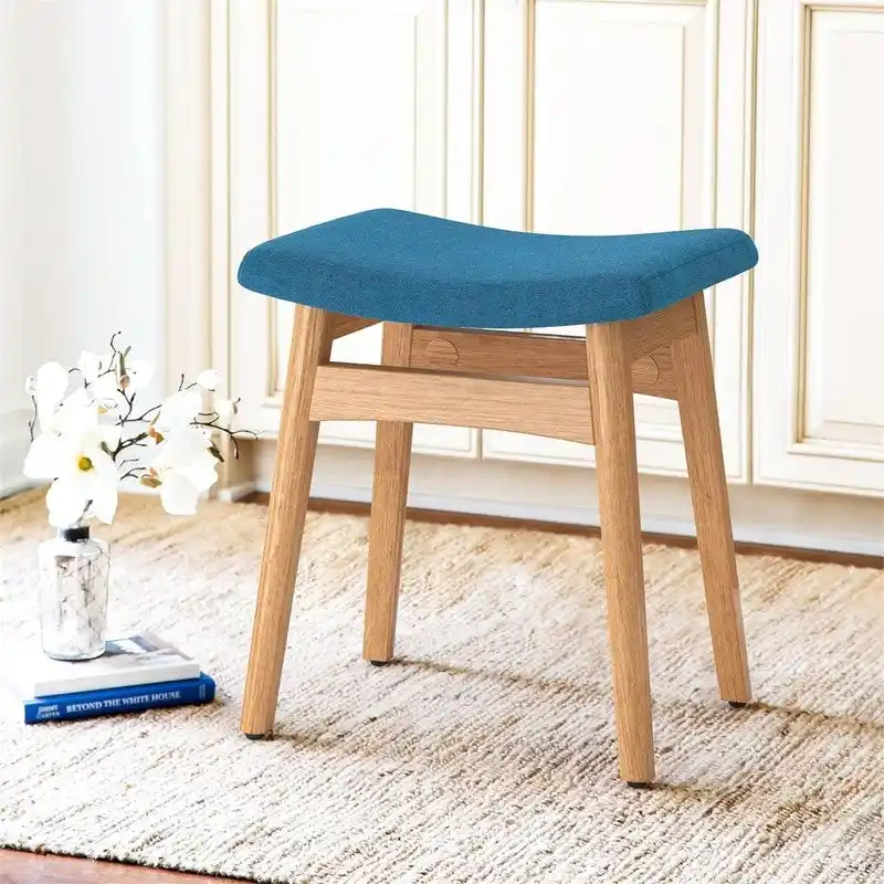 Saddle Cushion VanityStool - 17.83D x 12.4W x 16.53H