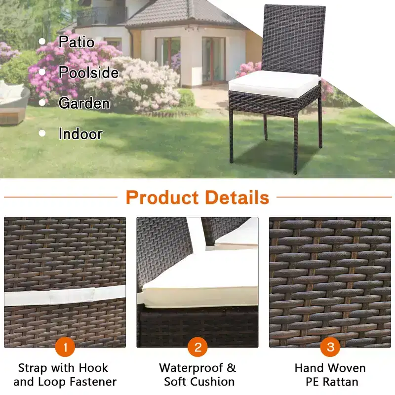 Costway 10 PCS Patio Rattan Dining Set Glass Table High Back Chair Garden Deck Mix Brown