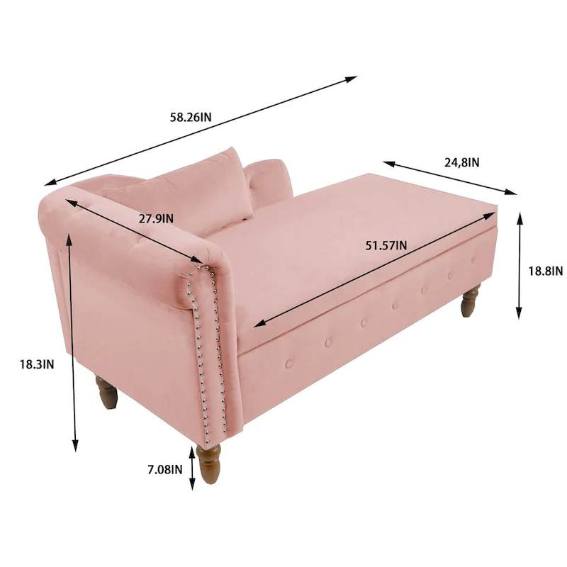 Pink Velvet Button Tufted Chaise Lounge - Single Seater