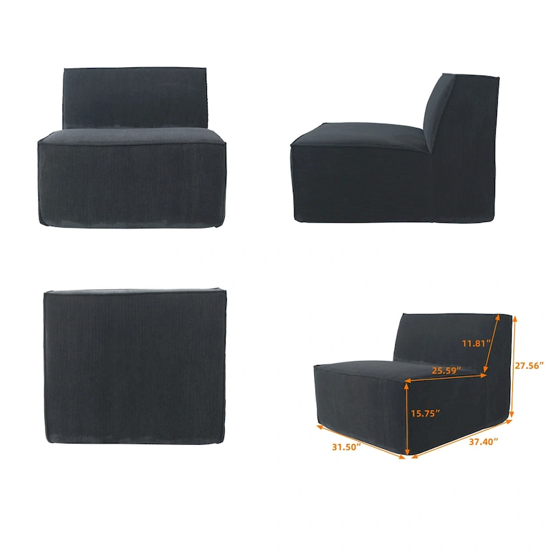 Modern Modular Sectional Sofa with 3 Pillows, Convertible Living Room Couch with Ottomans