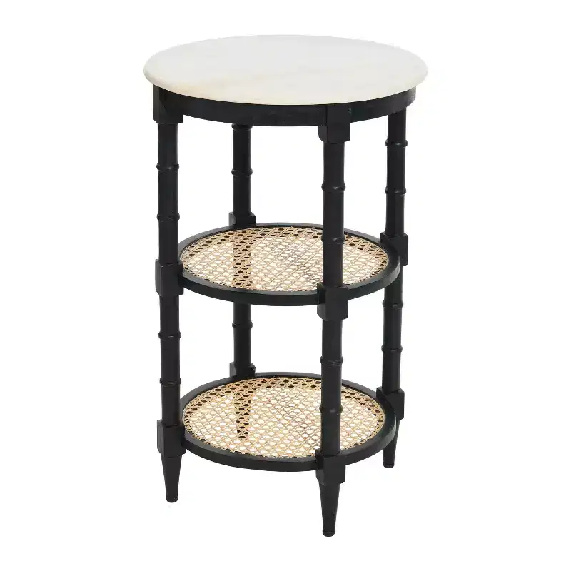 Storied Home Round End Table Black