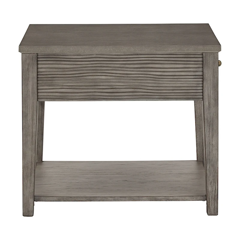 Coober Antique Grey Finish Grey Fiber Cement End Table with Shelf by iNSPIRE Q Modern