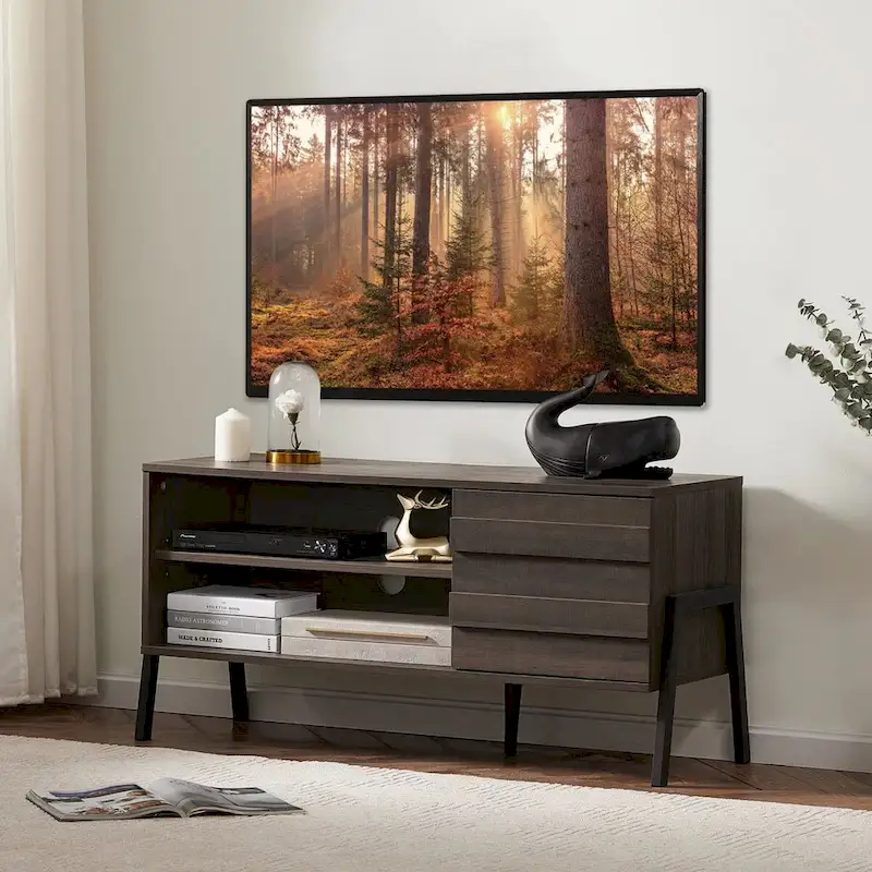 WAMPAT Mid-Century TV Stand Wood TV Console for TV's up to 55  - 42 inches